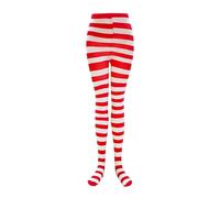 Red Striped Tights - Breathable Women’s Long Striped Stockings, Thigh High Fashion Socks, Costume Accessory | Holiday Halloween Christmas Outfit Legwear For Parties Cosplay Dress Up Events