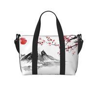 Red Sun Hill - Bolsa de viaje cruzada japonesa, 41 x 29 x 15 cm, bolsa de viaje para parte inferior de silla, bolsa de viaje, bolsa de noche, bolsa de mano unisex, Black, Talla única