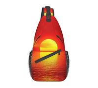 Red Sunrise Blue Rose Sling Bag, Mochila de Hombro Paquete de Pecho Causal Crossbody Daypack para Mujeres Hombres Senderismo Viajes
