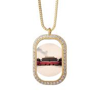 Red the Imperial China - Collar con colgante de diamantes de cristal dorado