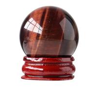 Red Tiger Eye Crystal Ball | Home Decoration Fengshui Crystal Sphere | Quartz Crystal Gemstone with Wood Stand for Feng Shui Divination,1pc