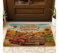 Red Truck Fall Fox - Tapete para puerta interior de entrada, 29 x 17 pulgadas, diseño de calabaza, cosecha de calabaza, para exteriores, antideslizante, para patio, garaje, zapatos fuera de la puerta