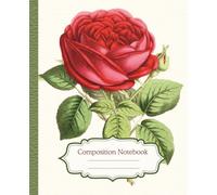 Red Vintage Rose Composition Notebook for Students: 7.5 x 9.25 College Ruled Notebook with Watercolor Floral Cover - 110 Pages, Perfect for Class Notes, Homework, and Study Sessions