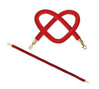 Red VIP Stanchion Rope for Movie Theaters/Exhibition/Hotels Front Lobby,2Pc Velvet Hanging Rope with Polished Metal Clips(0.9m/2.95ft)