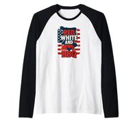 Red White and BBQ | Patriotic Farm Animal Cookout Design Camiseta Manga Raglan