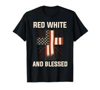 Red White and Blessed Patriotic Faith 4th July Camiseta