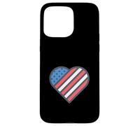 Red, White, and Blue American Flag Heart Love the USA Carcasa para iPhone 15 Pro Max
