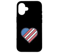 Red, White, and Blue American Flag Heart Love the USA Carcasa para iPhone 16