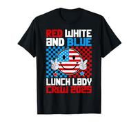 Red White And Blue Lunch Lady Crew 2025 4th Of July Party Camiseta