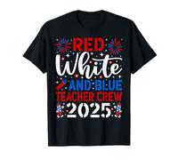 Red White And Blue Teacher Crew 2025 4th Of July Party Camiseta
