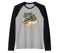 Red White and Brap Motocross USA Vintage Camiseta Manga Raglan