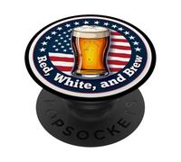 Red White And Brew American Patriot Beer Lover 4 de julio EE. UU PopSockets PopGrip Adhesivo