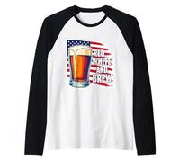 Red White And Brew American Patriot Beer Lover USA 4 de julio Camiseta Manga Raglan