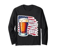 Red White And Brew American Patriot Beer Lover USA 4 de julio Manga Larga