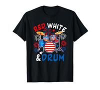 Red White and Drum 4th of July US Flag Instrumentist Camiseta