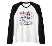 Red White and Goose Cute Goose 4th Of July America Flag Camiseta Manga Raglan