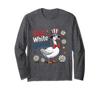 Red White and Goose Cute Goose 4th Of July America Flag Manga Larga
