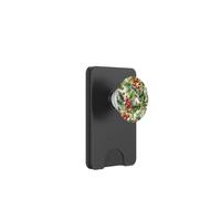 Red White and Green Christmas Pattern For Women Cute Holly PopSockets PopWallet para MagSafe