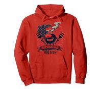 Red White and Grill-Crew Sudadera con Capucha, Unisex para Adultos, Rojo, S