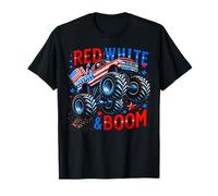 Red White & Boom Funny Monster Truck 4 de julio Niños Niños Camiseta