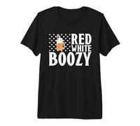 Red White Boozy Drink Beer American Flag 4th of July Camiseta Premium