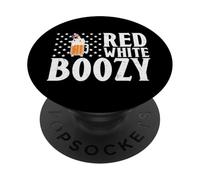 Red White Boozy Drink Beer American Flag 4th of July PopSockets PopGrip Adhesivo