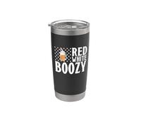 Red White Boozy Drink Beer American Flag 4th Of July Vaso térmico de acero inoxidable de doble pared