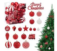 Red White Christmas Balls - 65 Pack Ornament Set, Shatterproof Decorative Holiday Spheres, Elegant Seasonal Collection | Winter Party Decoration For Store Window Wedding Engagement Event Wreat
