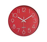 (Red White)Kitchen Clock Silent Wall Clock Quartz Battery Operated Round Modern Home Decor Clock For Office Home