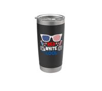 Red Whitle And Cool American Flag Sunglasses 4th of July Vaso térmico de acero inoxidable de doble pared