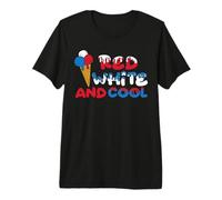 Red Whitle and Cool Ice Cream America Indepedence Day Camiseta Premium