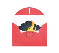 Red WHJSHOP Flame under the dark clouds - Tarjeta de felicitación de papel nacarado de alta gama, doble cara, efecto perlado, hebilla de amor, sobre de papel perlado