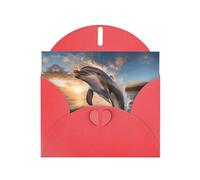 Red WHJSHOP - Tarjeta de felicitación con diseño de delfín saltando - Papel nacarado de alta gama, doble cara, efecto perlado, hebilla de amor, sobre de papel perlado