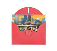 Red WHJSHOP - Tarjeta de felicitación con diseño de dibujos animados de Austin Texas, papel nacarado de alta gama, doble cara, efecto perlado, hebilla de amor, sobre de papel perlado