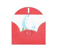 Red WHJSHOP - Tarjeta de felicitación con diseño de gotas de agua y sandía, papel nacarado de alta gama, doble cara, efecto perlado, hebilla de amor, sobre de papel perlado