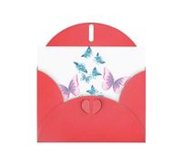 Red WHJSHOP - Tarjeta de felicitación con diseño de mariposa de diamante, papel nacarado de alta gama, doble cara, efecto perla, hebilla de amor, sobre de papel perlado