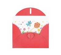 Red WHJSHOP - Tarjeta de felicitación con diseño de piruletas chupando luciérnagas, papel nacarado de doble cara, con hebilla de amor, sobre de papel perlado