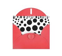 Red WHJSHOP - Tarjeta de felicitación con estampado de lunares blancos y negros, papel nacarado de alta gama, doble cara, efecto perlado, hebilla de amor, sobre de papel perlado