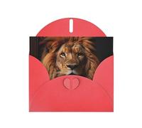 Red WHJSHOP - Tarjeta de felicitación con impresión de la mirada del león, papel nacarado de alta gama, doble cara, efecto perlado, hebilla de amor, sobre de papel perlado