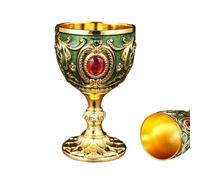 Red Wine Glasses - 30ml Vintage European Metal Chalice Cups, Retro Liquor Drinkware, Decorative Cocktail Glass Set | Whiskey Brandy Vodka Tequila Sake Bar Party Family Gathering Wedding Use