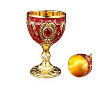 Red Wine Glasses - 30ml Vintage European Metal Chalice Cups, Retro Liquor Drinkware, Decorative Cocktail Glass Set | Whiskey Brandy Vodka Tequila Sake Bar Party Family Gathering Wedding Use