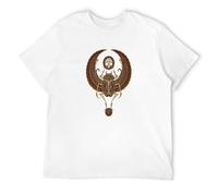 Red Winged Egyptian Scarab with Ankh T-Shirt Graphic tee Printed Top Mens White Shirt XL