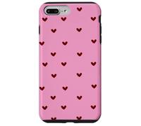 Red with Pink Minimalist Heart Pattern Girly Girls Women Carcasa para iPhone 7 Plus/8 Plus