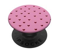 Red with Pink Minimalist Heart Pattern Girly Girls Women PopSockets PopGrip Adhesivo
