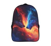 Red Wolf And Blue Wolf Mochilas Para Niñas, Niños Mochilas Escolare Juveniles De Primaria Mochila Infantil Impermeable Chica Mochilas De Viaje Colegio Bolsas De Gran Capacidad 40x28x16cm