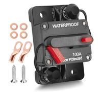 RED WOLF Disyuntor de circuito de 100 amperios con lengüetas de alambre, arandela de cobre, impermeable, portafusibles en línea, inversor con reinicio manual, vehículo marino, 12 V-48 V CC