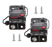 RED WOLF Disyuntor de circuito impermeable de 60 A para coche con interruptor de circuito en línea con reinicio manual de portafusibles, para protección del sistema de inversor solar, DC 12 V-48 V