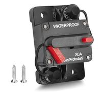 RED WOLF Disyuntor de circuito impermeable de 80 A para coche, disyuntor en línea de audio de coche con soporte de reinicio manual, para protección del sistema de inversor solar, CC 12 V-48 V
