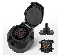 RED WOLF Enchufe de remolque de 13 pines de 12 V con junta de sellado, conector impermeable, sello de goma, contactos de latón para caravanas, camiones, caravanas y barcos