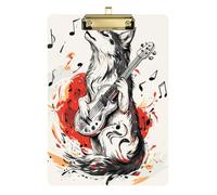 Red Wolf Music Play - Portapapeles tamaño A4 para enfermería, transparente, suministros de aula para profesores, primaria, dorado, 9 x 12 pulgadas